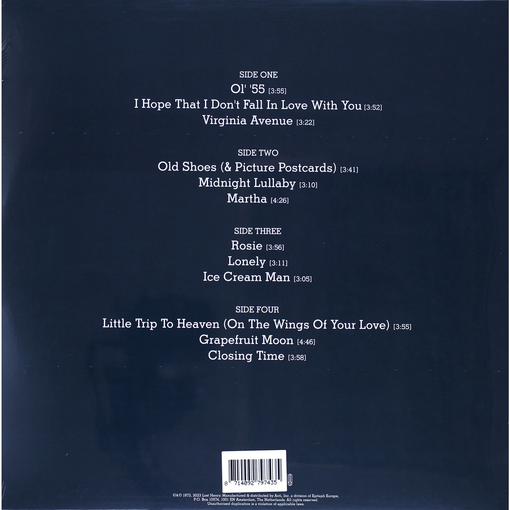 WAITS, TOM - CLOSING TIME  - GATEFOLD 50TH ANNIVERSARY 2LP