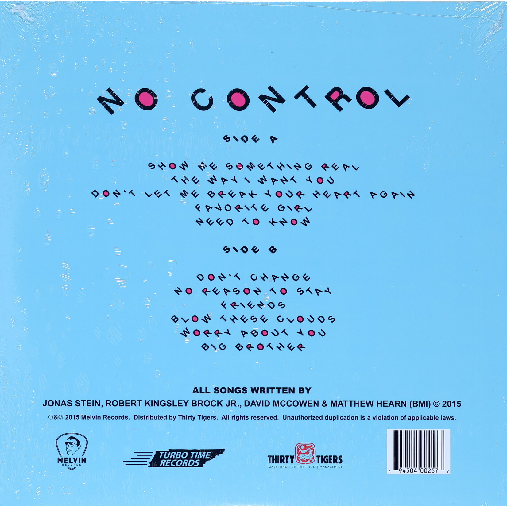 TURBO FRUITS - NO CONTROL - GATEFOLD LP + DOWNLOAD CODE$