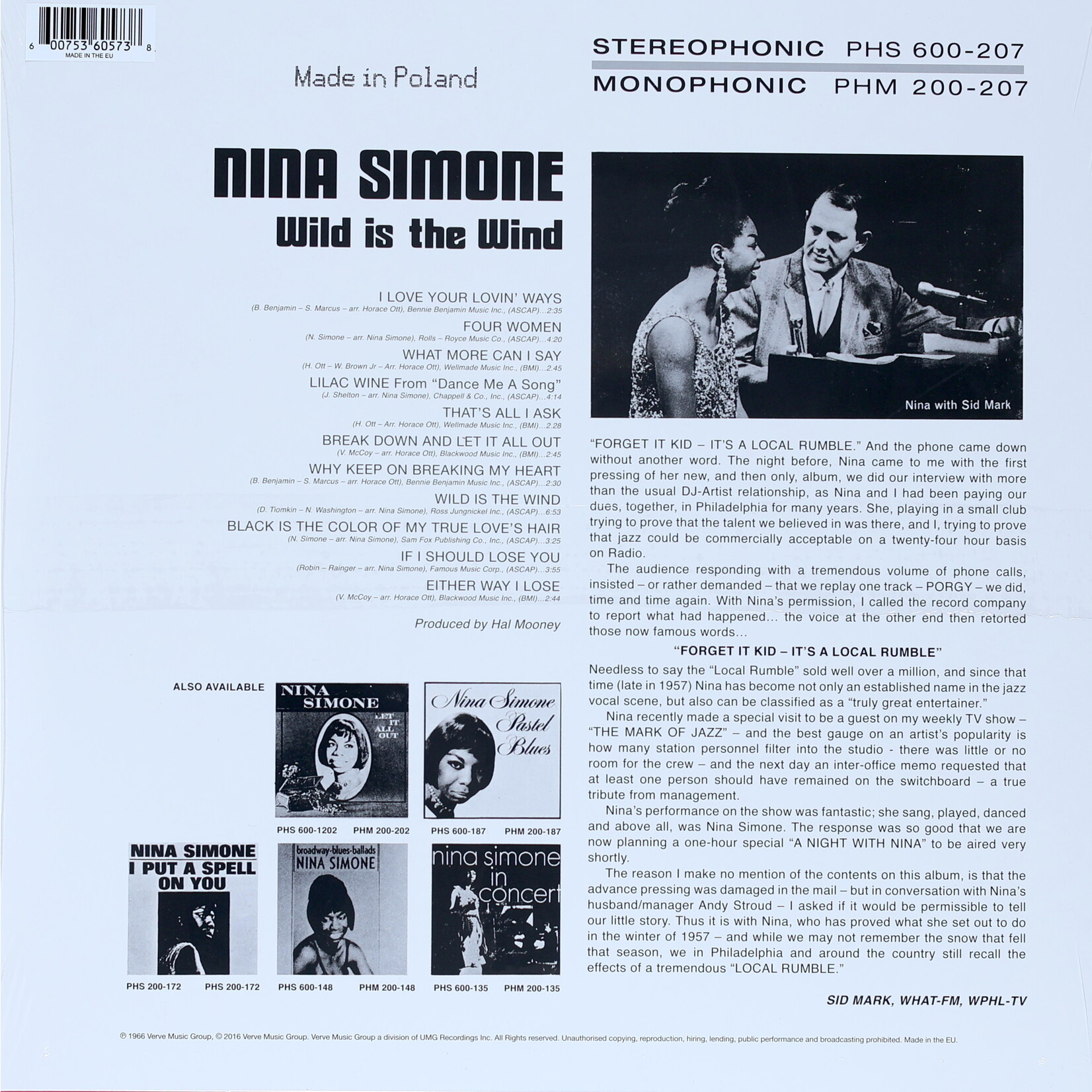 SIMONE, NINA - WILD IS THE WIND - LP + DOWNLOAD CODE