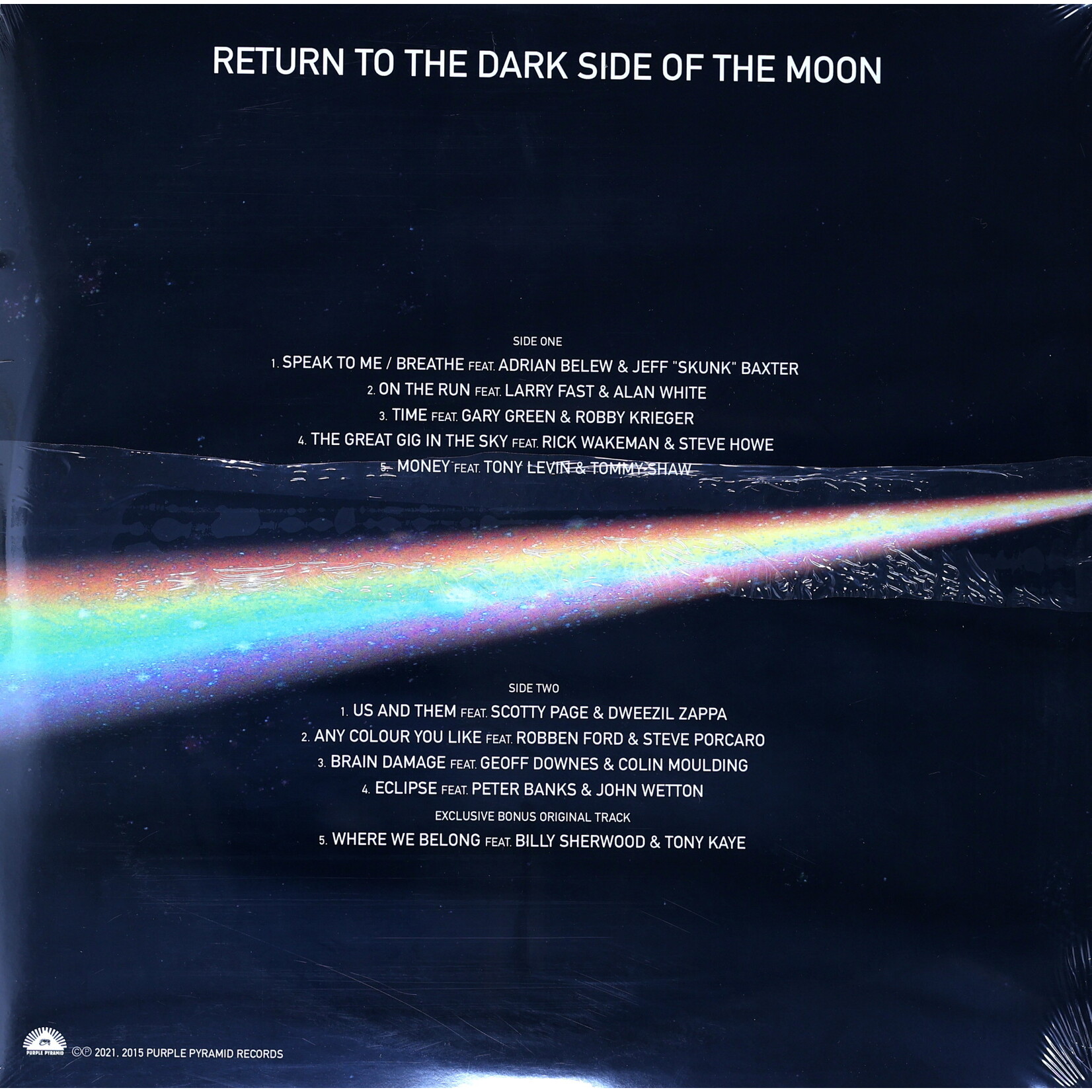 VARIOUS ARTISTS -  RETURN TO THE DARK SIDE OF THE MOON - GATEFOLD USA IMPORT COLORED LP