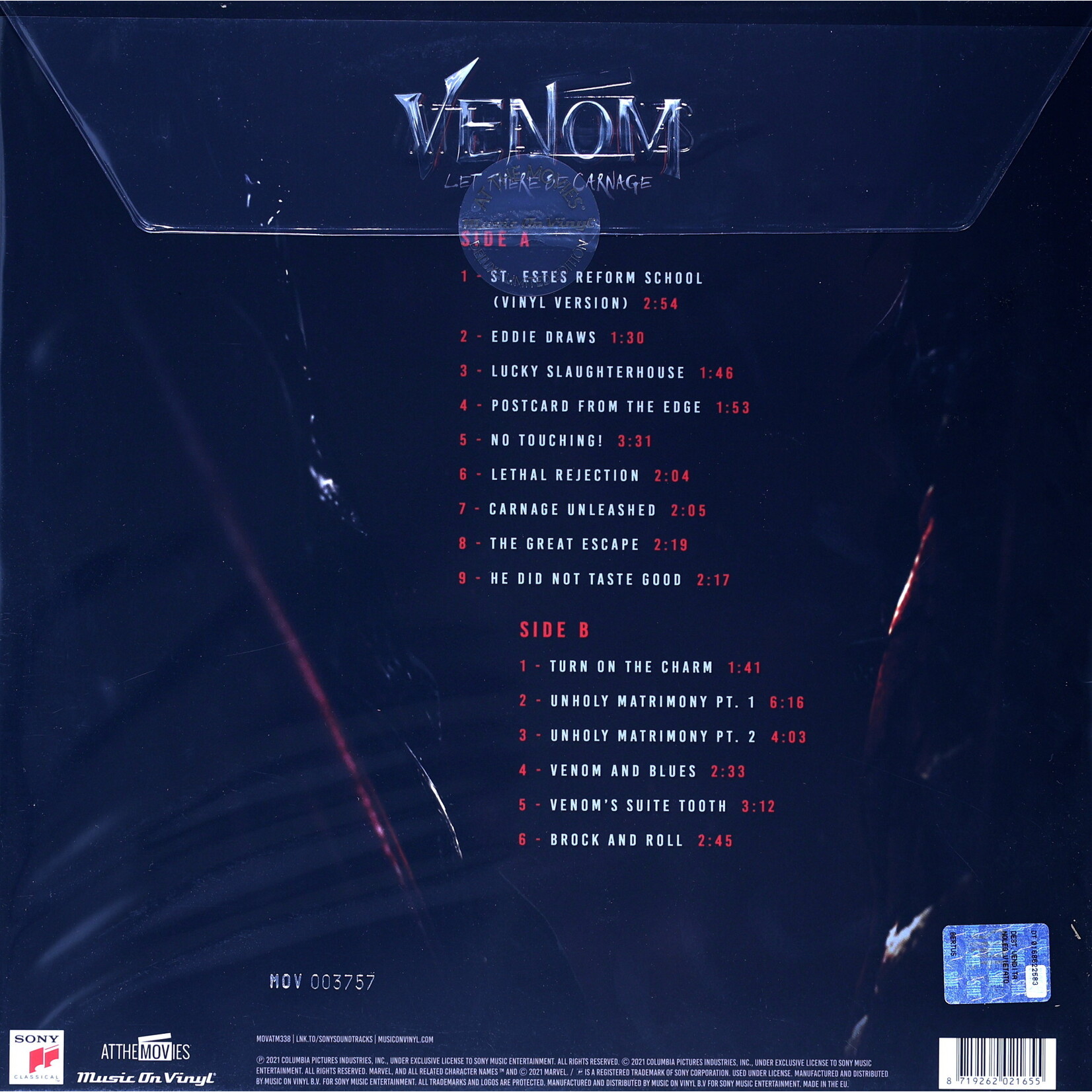 VENOM - LET THERE BE CARNAGE - OST GATEFOLD COLORED RED LP