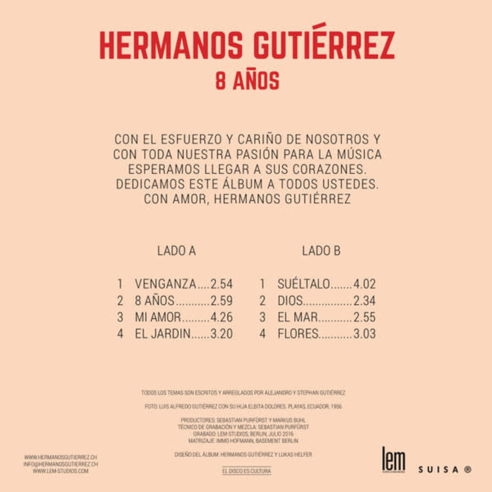 HERMANOS GUTIÉRREZ - 8 AÑOS - COLORED SKY BLUE LP