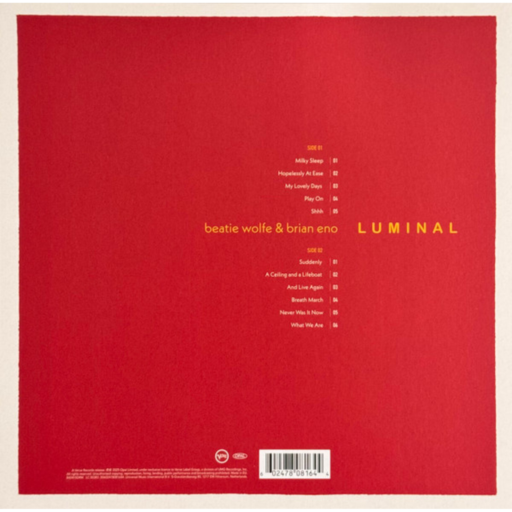 ENO, BRIAN & BEATIE WOLFE - LUMINAL - LP