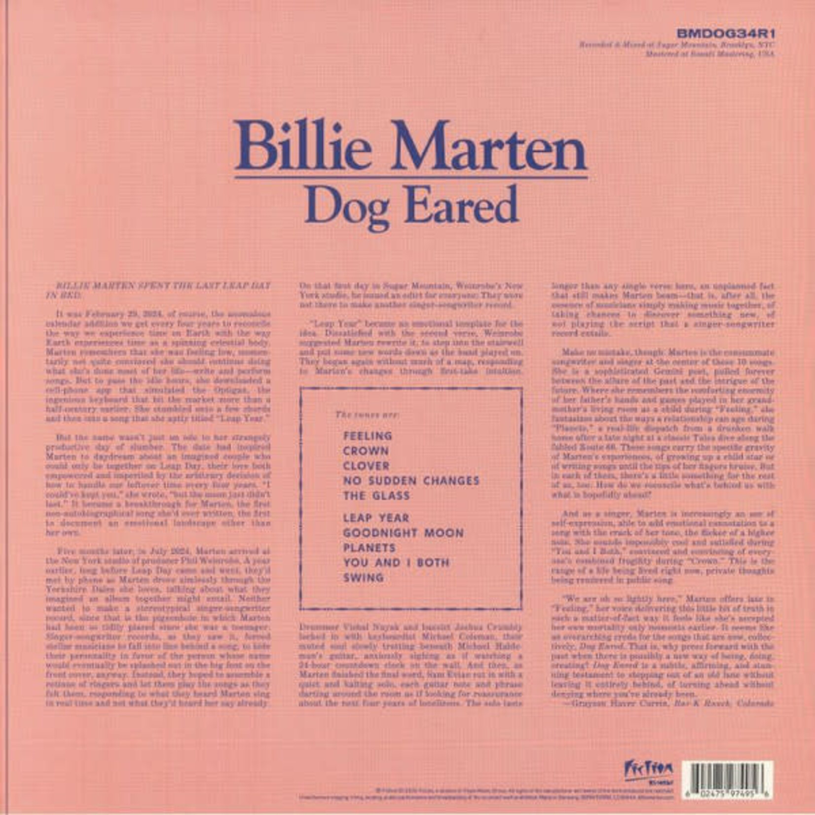 MARTEN, BILLIE - DOG EARED - USA IMPORT COLORED LP