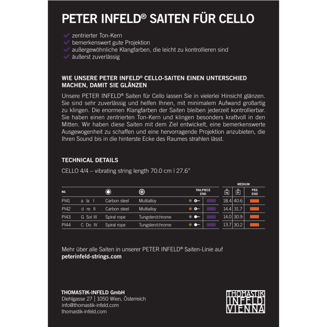 Peter Infeld (PI) cello strings