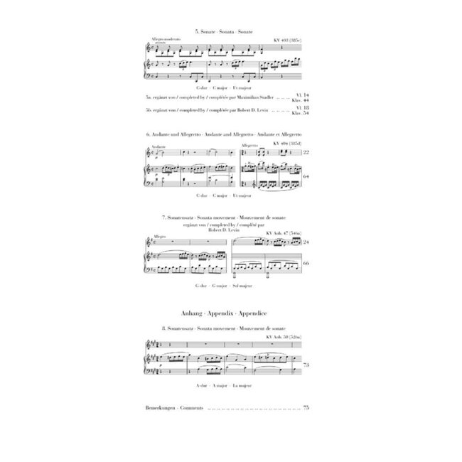 Violin Sonatas - Fragments