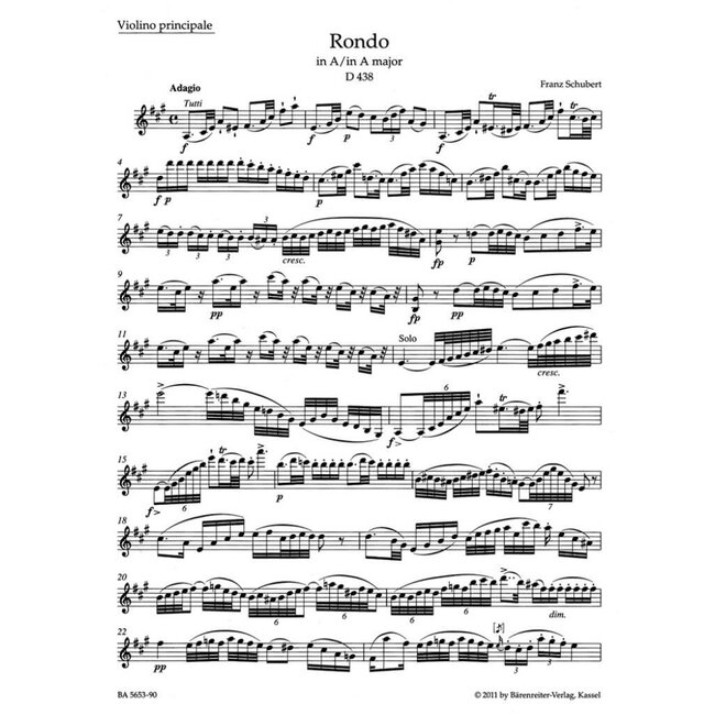 Rondo For Violin And Strings In A D.438