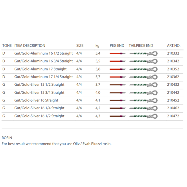 Oliv "Stiff" vioolsnaren