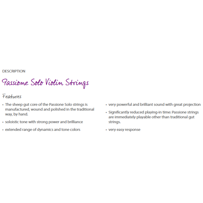 Passione Solo violin strings