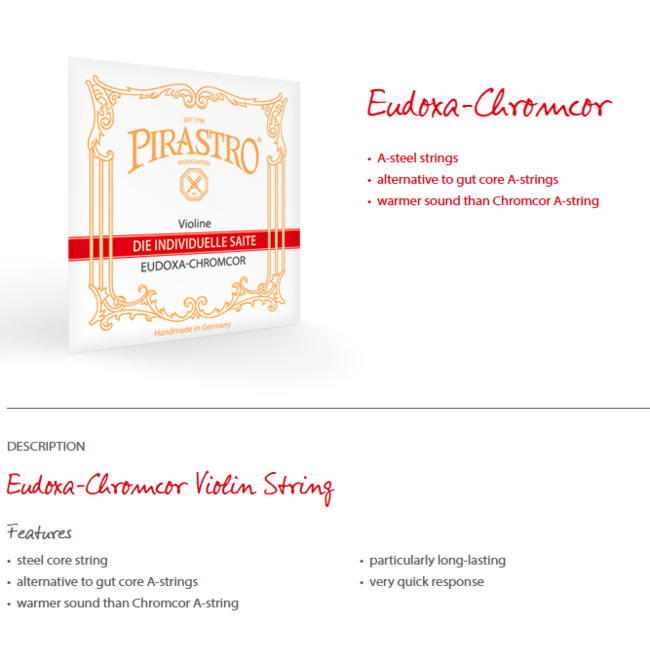 Chromcor violin strings