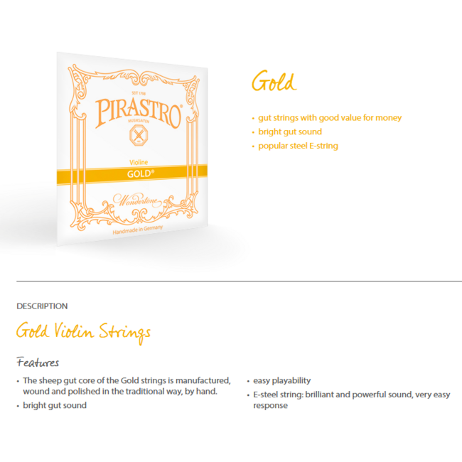 Gold violin strings