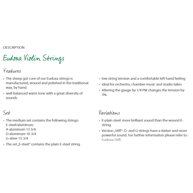Eudoxa violin strings
