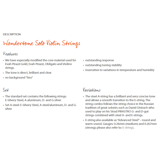 Wondertone Solo violin strings