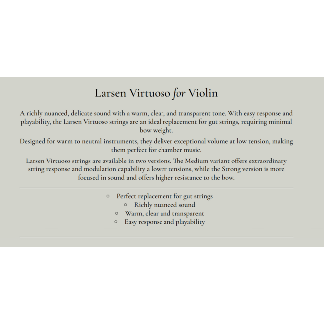 Virtuoso violin strings