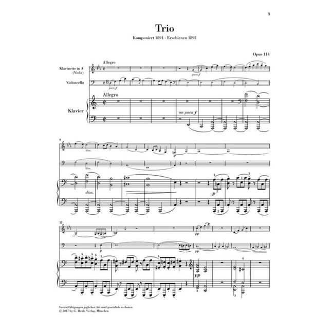 Trio for Piano, Clarinet (Viola) and Violoncello