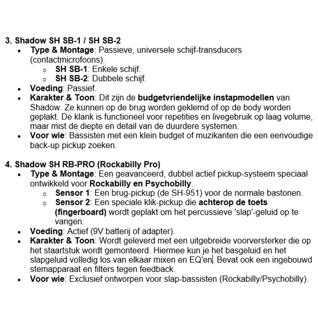 Tonabnehmersystem SH RB-PRO für Kontrabass