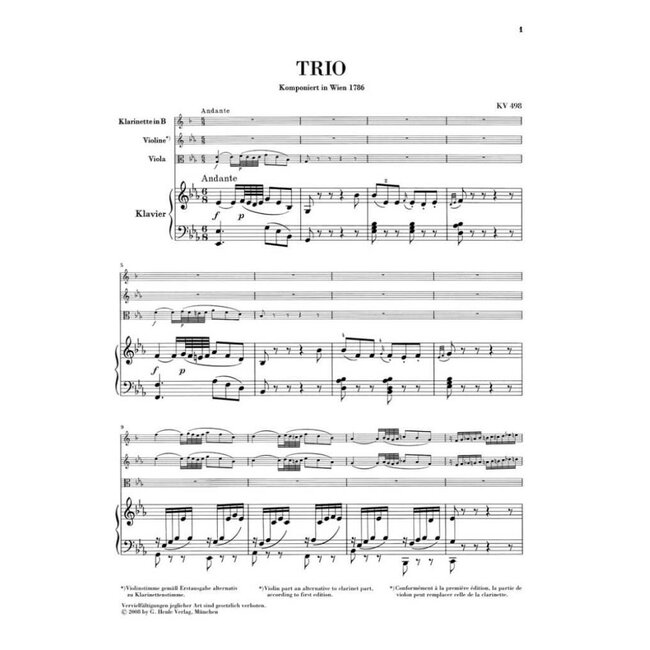Trio K.498 For Piano, Clarinet