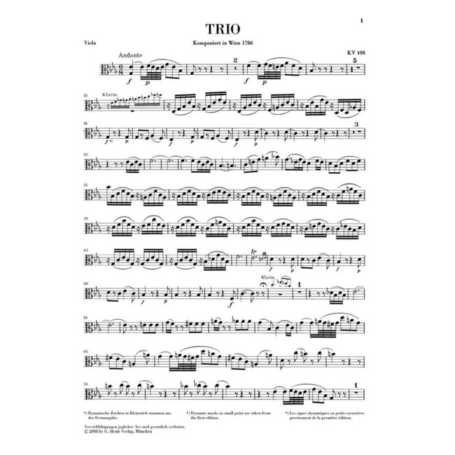 Trio K.498 For Piano, Clarinet