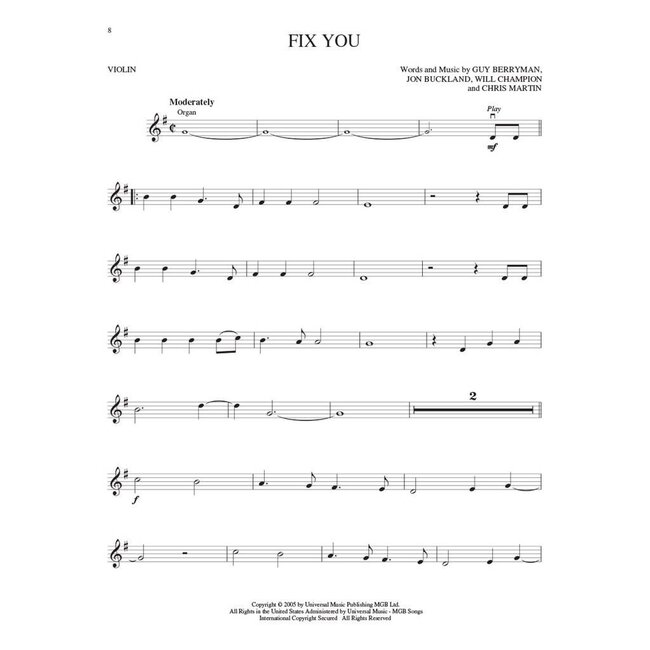 Coldplay arrangementen voor viool