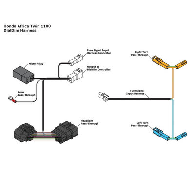 Denali Plug & Play DialDim Wiring Adapter - Honda Africa Twin 1100