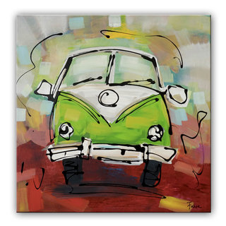Schilderij | Volkswagenbusje in het groen