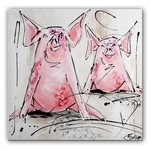 Vrolijke varkentjes | Origineel schilderij