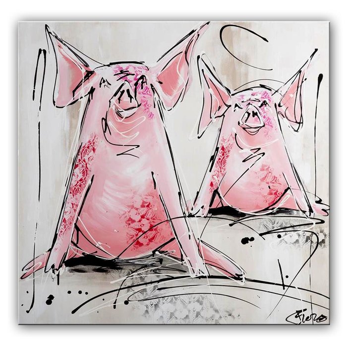 Vrolijke varkentjes | Origineel schilderij