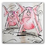 Vrolijke varkentjes II | Origineel schilderij