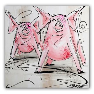 Schilderij Vrolijke varkentjes II