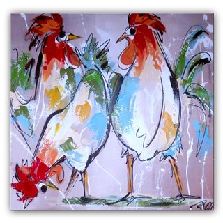 Schilderij | Gekke kippen