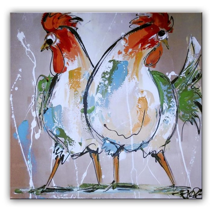 Kippen | Origineel schilderij