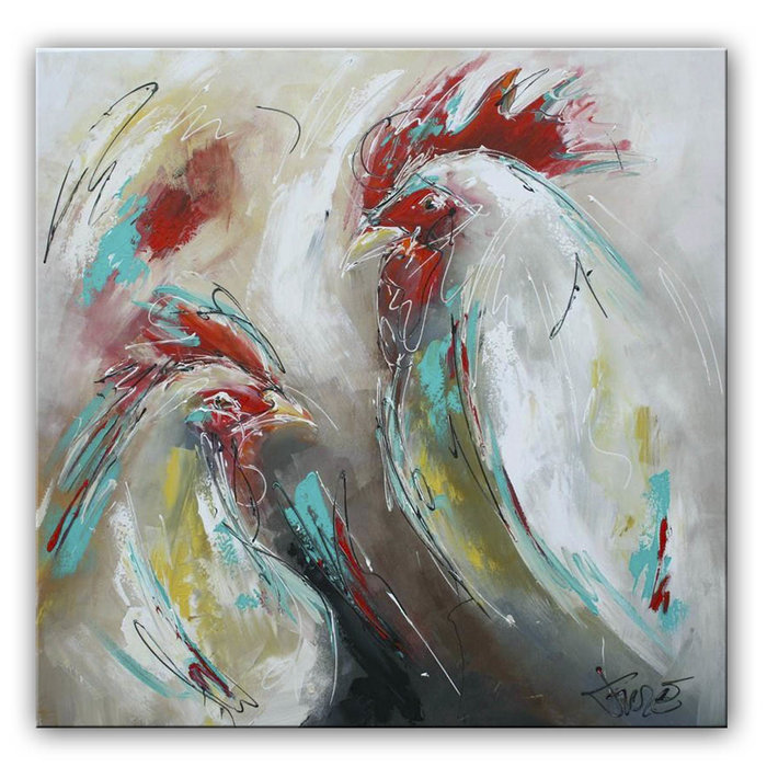 Slapende kippen | Origineel schilderij