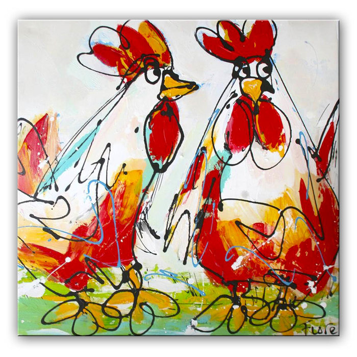 Eensgezinde kipjes  | Origineel schilderij