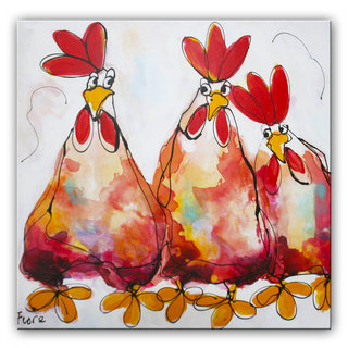 Schilderij | Drie kippetjes