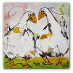 Ganzen in de wei | Origineel schilderij