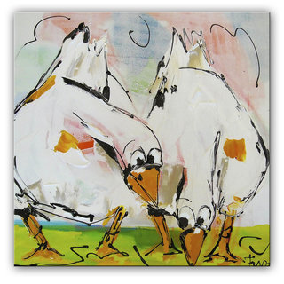 Schilderij | Ganzen grazend