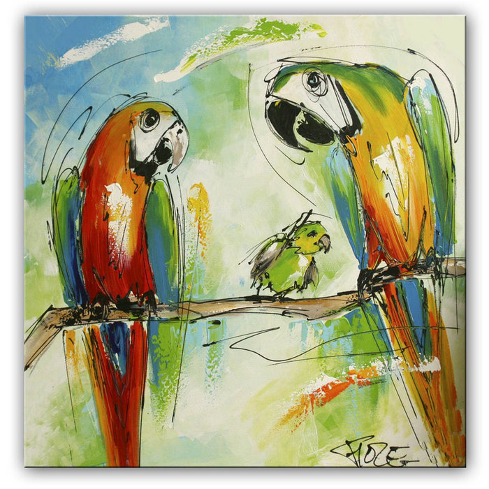 Papegaaien ouders | Origineel schilderij