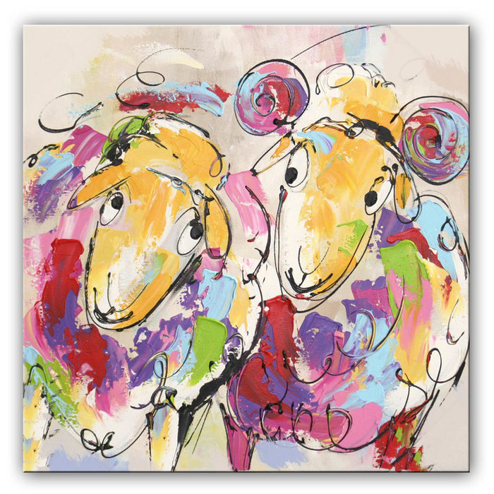 Vrolijke schapen | Origineel schilderij
