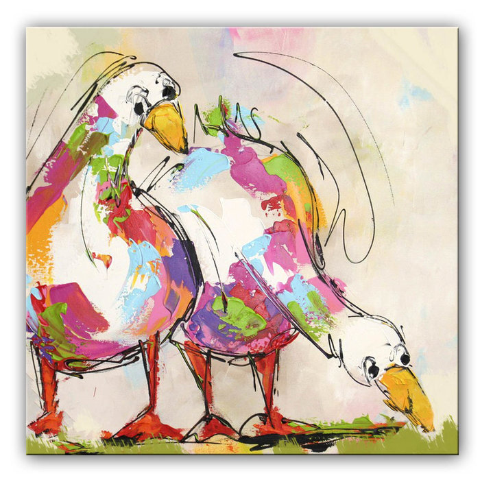 Vrolijke gansjes | Origineel schilderij