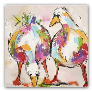 Schilderij | Grazende ganzen