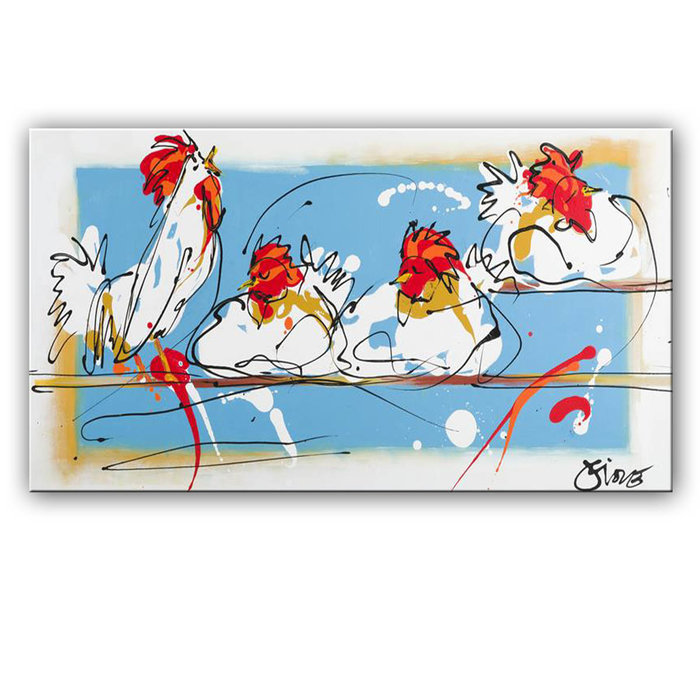 Kippen dutje | Origineel schilderij