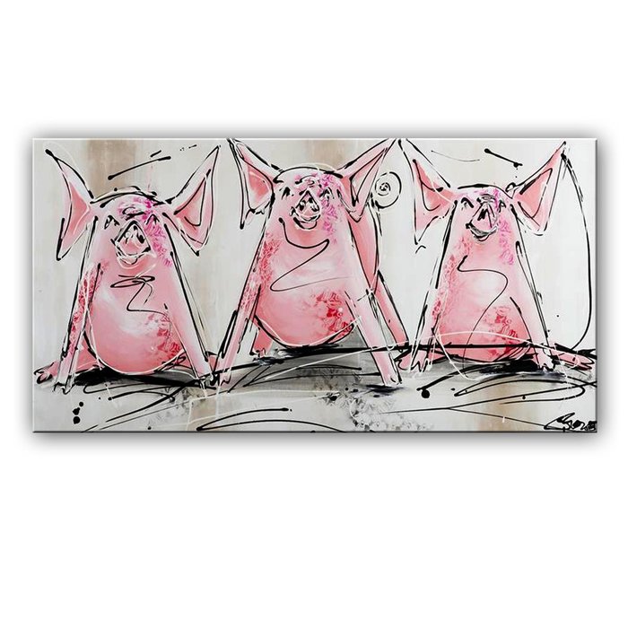 Ondeugende varkentjes | Origineel schilderij