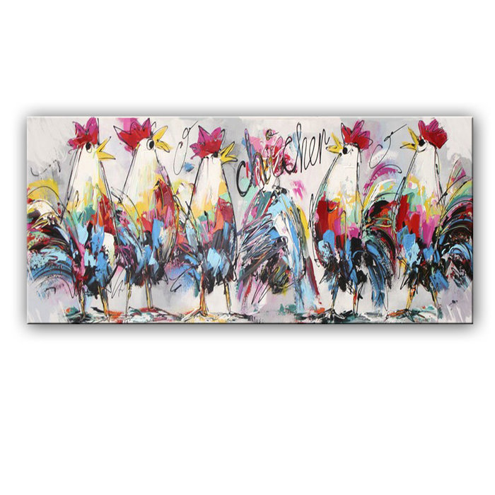 Bonte kippen | Origineel schilderij