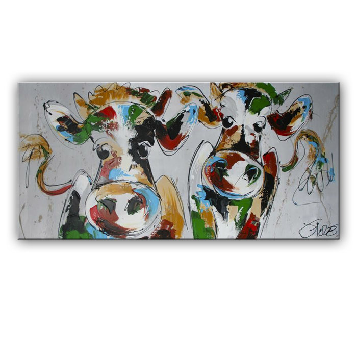 Stijlvol bonte koeien | Origineel schilderij