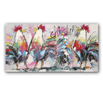 Bonte hanen | Origineel schilderij