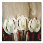 Drie witte tulpen | Origineel schilderij