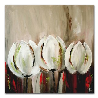 Schilderij | Drie witte tulpen
