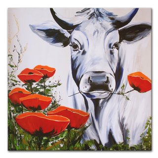 Schilderij | Koe met klaproos