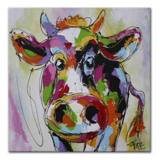Schilderij | Vrolijke bonte koe