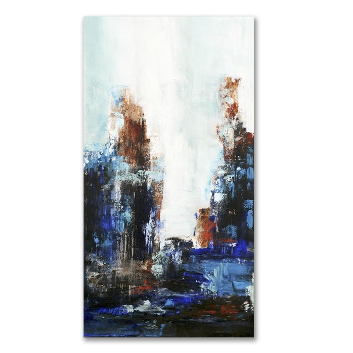 Stad in blauw II | Origineel schilderij
